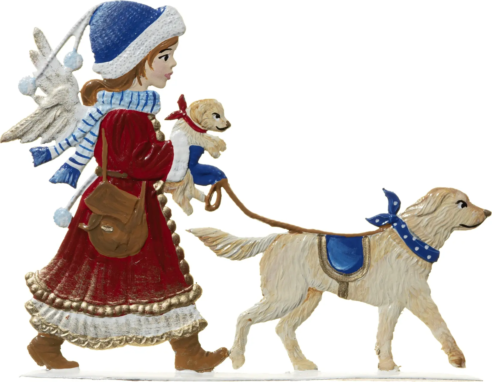 Engel mit Hund im Weihnachtspark