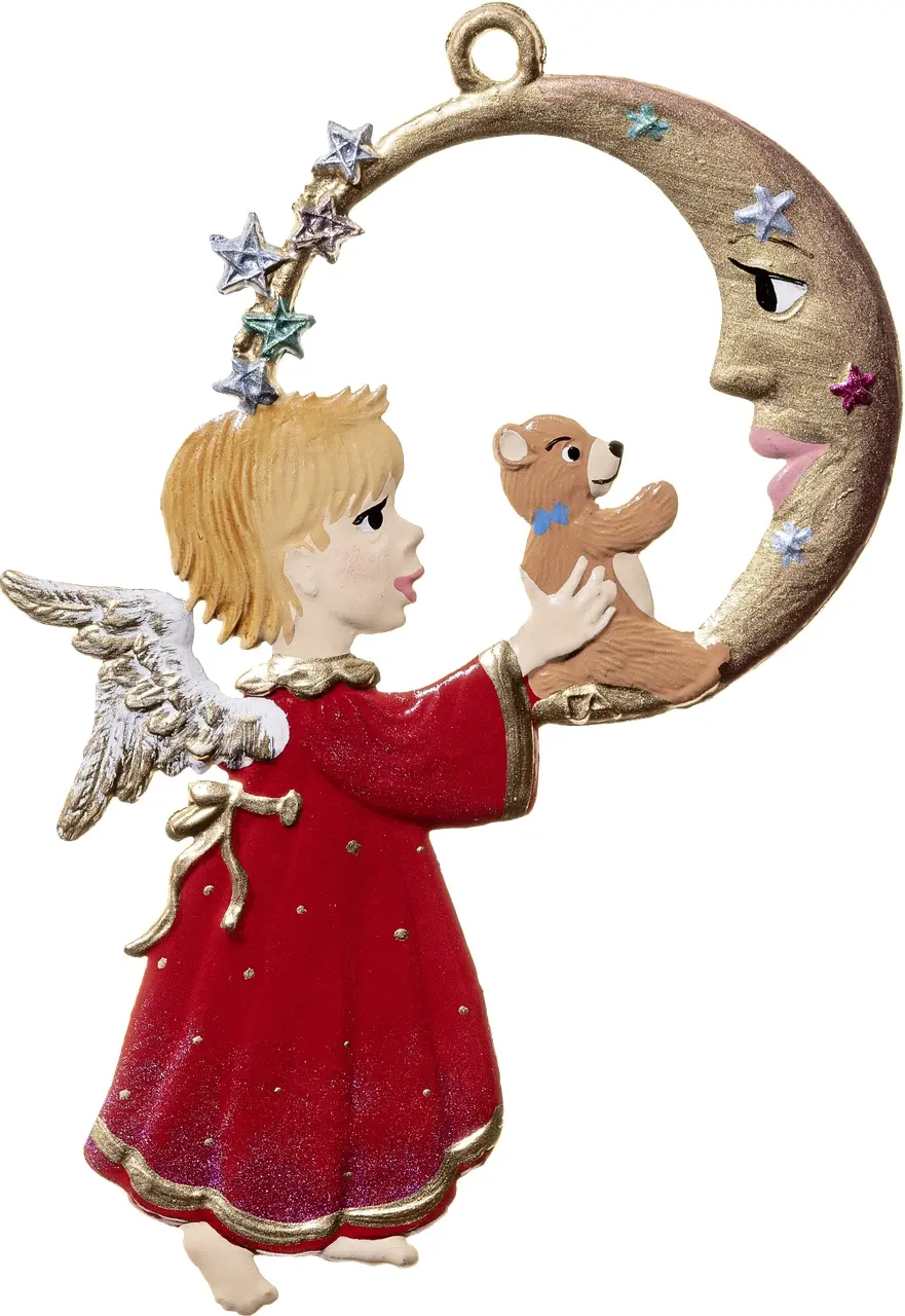 Engel, Teddybär und Mond